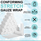 Treela 100 Rolls Gauze Bandage, 3 in x 5 Yards, Elastic Bandages Individual Packaging Sterile Non Latex First Aid Pads Medical B