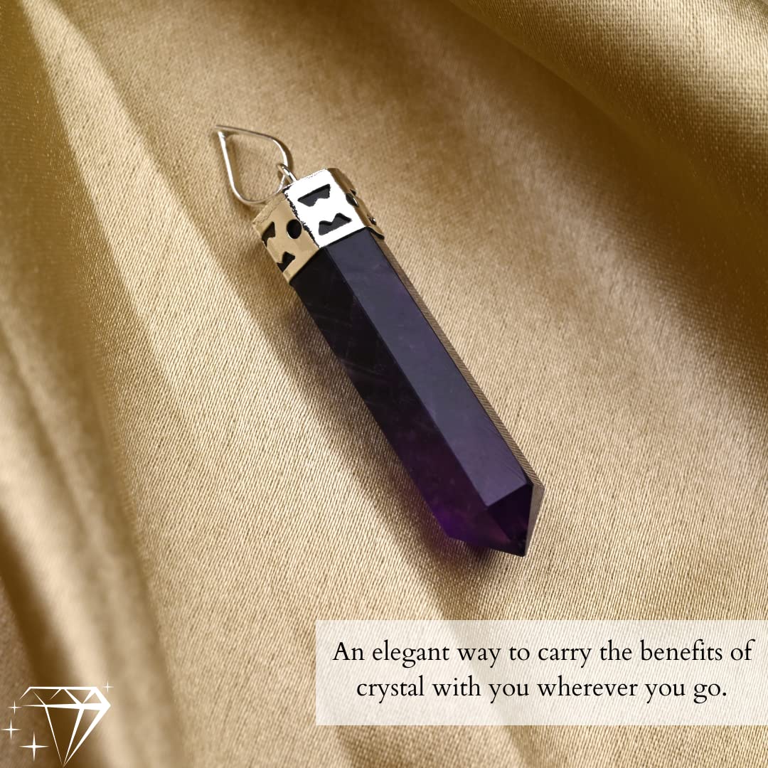 Sugandha Wellness Amethyst Healing Crystal Necklace - Protection, Stress Relief & Luck. Brings Clarity. Calms Mind. Jewelry Gift