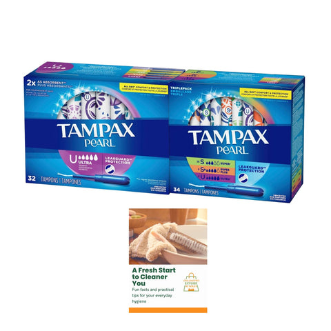 Tampax Pearl Tampons Bundle: Super/Super Plus/Ultra Absorbency Multipack/Variety Pack (34 Count) and Ultra Pack (32 Count) Unsce