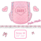 Littleforbig Printed Adult Brief Diapers 10 Pieces - Blushing Baby Pale Pink (Medium 28-38)