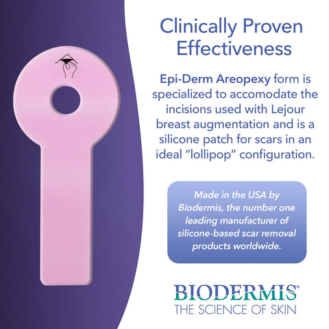 Biodermis Epi-Derm Keloid Areopexy Silicone Scar Sheets for Breast Augmentation, Professional Scar Patches in Lollipop Configura