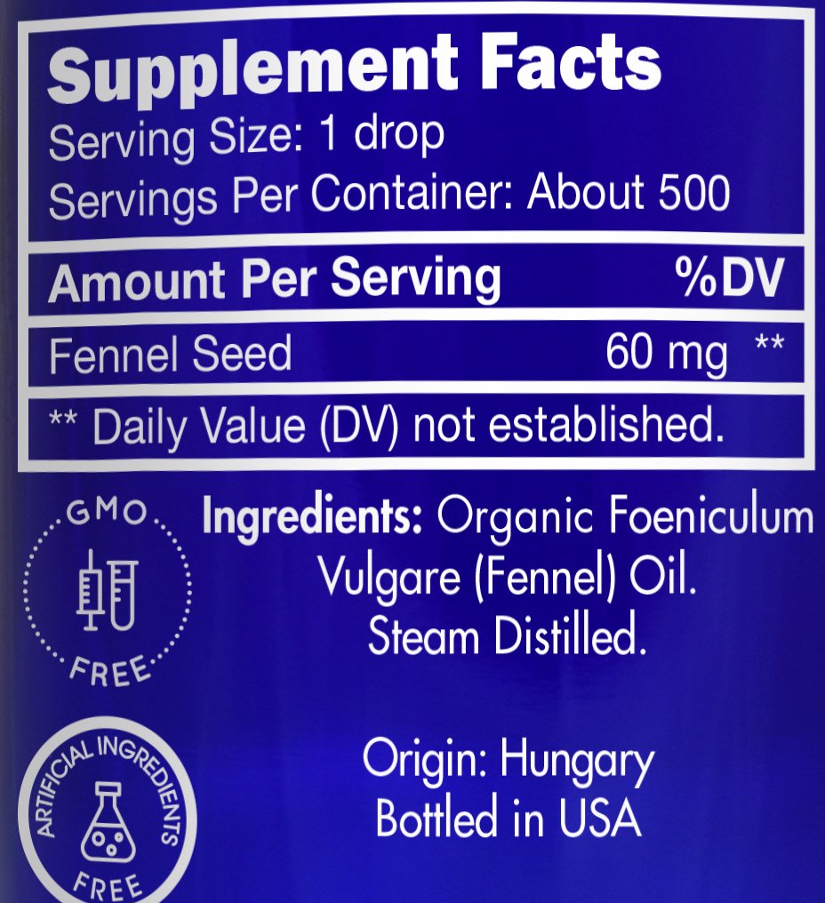 Organic, Fennel Essential Oil, Food Grade - 100% Pure, Fennel Oil, by Zongle Therapeutics, 1 OZ