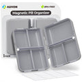 AUVON Travel Pill Organizer with Folding Design, 7 Compartments Daily Pill Case with Long-Lasting Hinges, Portable Pill Box for 