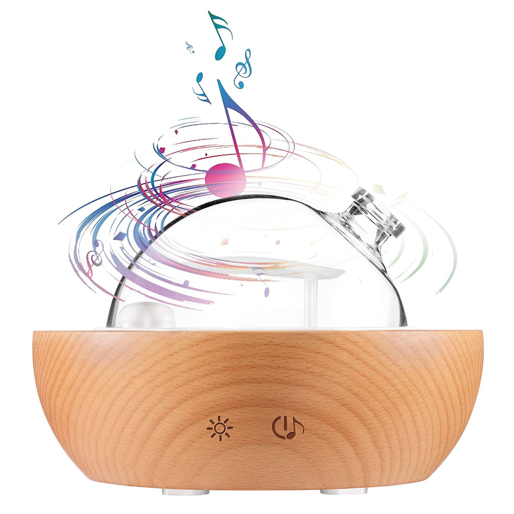 Kakoda Glass Essential Oil Diffuser,Real Wood Base,Bluetooth Speaker,2025 Upgrade Aromatherapy Diffuser,Aroma Diffuse with Music