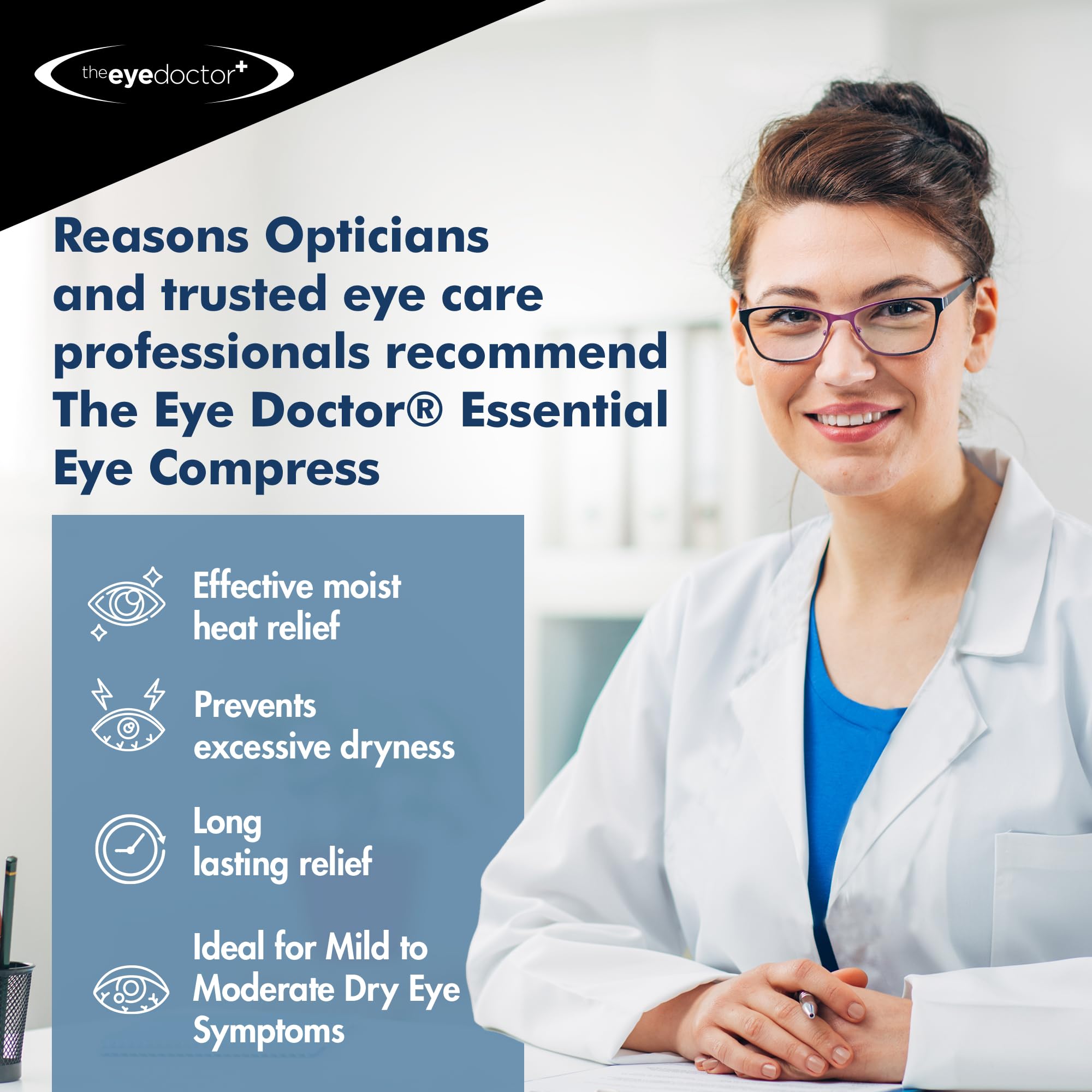 The Eye Doctor Hot Compress for Eye - Helps Dry Eye & Blepharitis - Reusable Eye Mask - Heated Eye Mask for Dry Eyes - Warm Comp