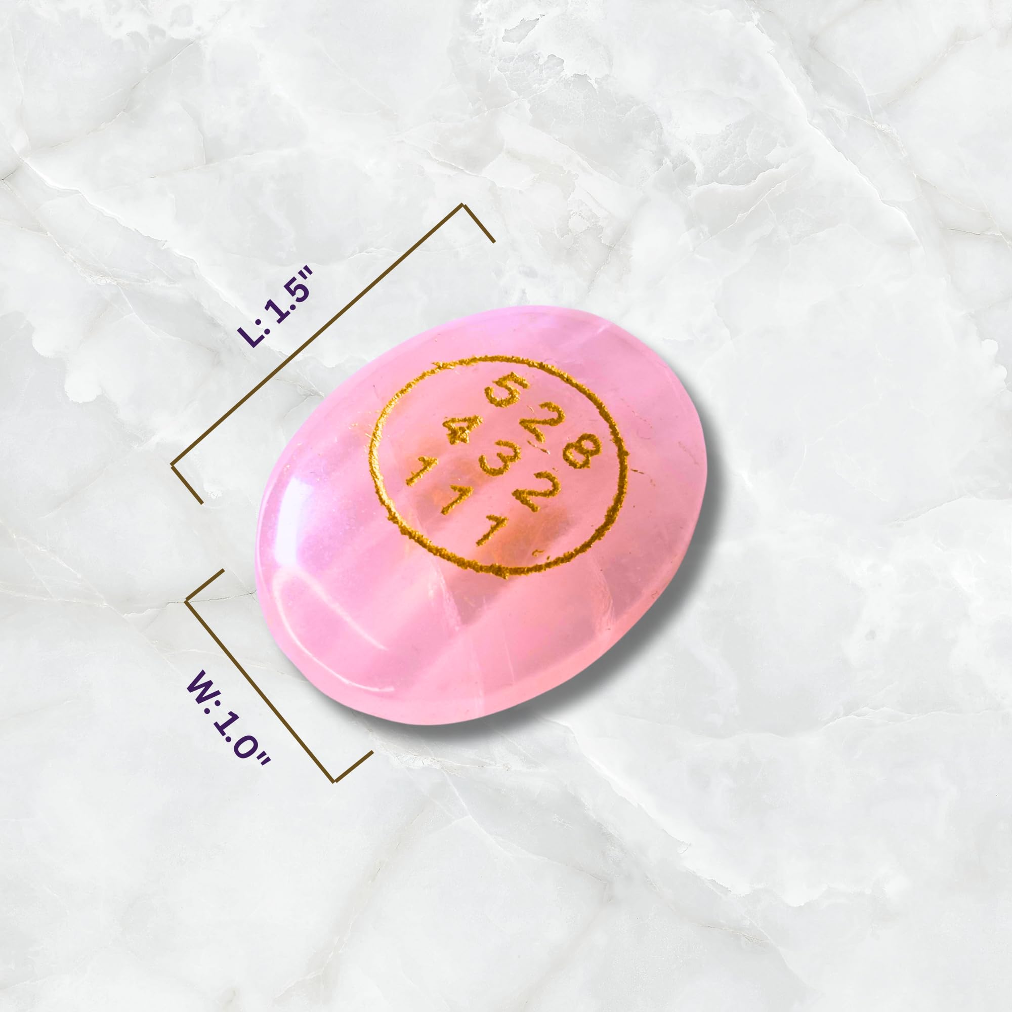 Rose Quartz Zibu Coin Angelic Number Oval Natural Pink Crystal Stone Cabochon Feng Shui for Good Luck Prosperity and Positivity