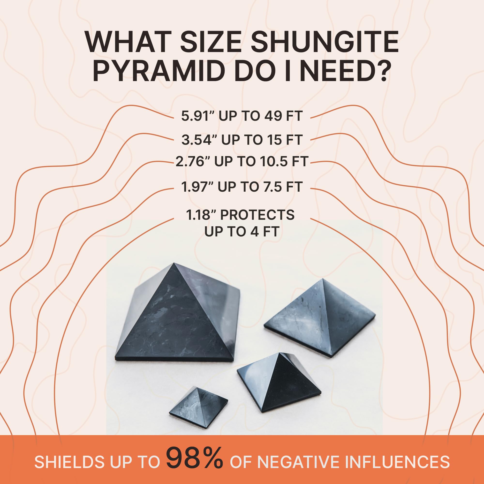 Shungite Stone Protection Pyramid 2'' | Authentic Shungite Stones Protection Polished Pyramid 2 inches (5 cm) | Black Stone Crys