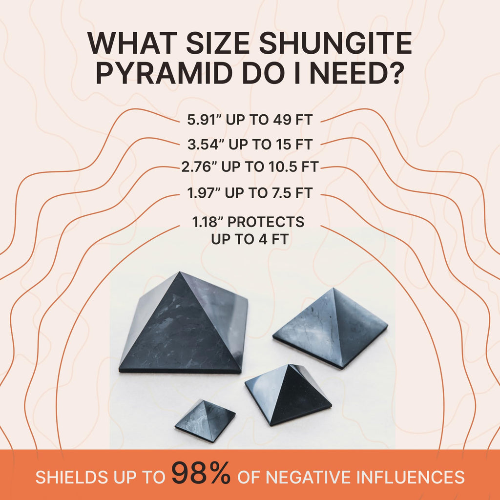 Shungite Stone Protection Pyramid 2'' | Authentic Shungite Stones Protection Polished Pyramid 2 inches (5 cm) | Black Stone Crys