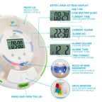 EziMedPil Automatic Pill Dispenser with Alarm, Sound & Light, up to 6 Alarms/Day, 6 Dosage Templates, Easy-Read Display, Frosted