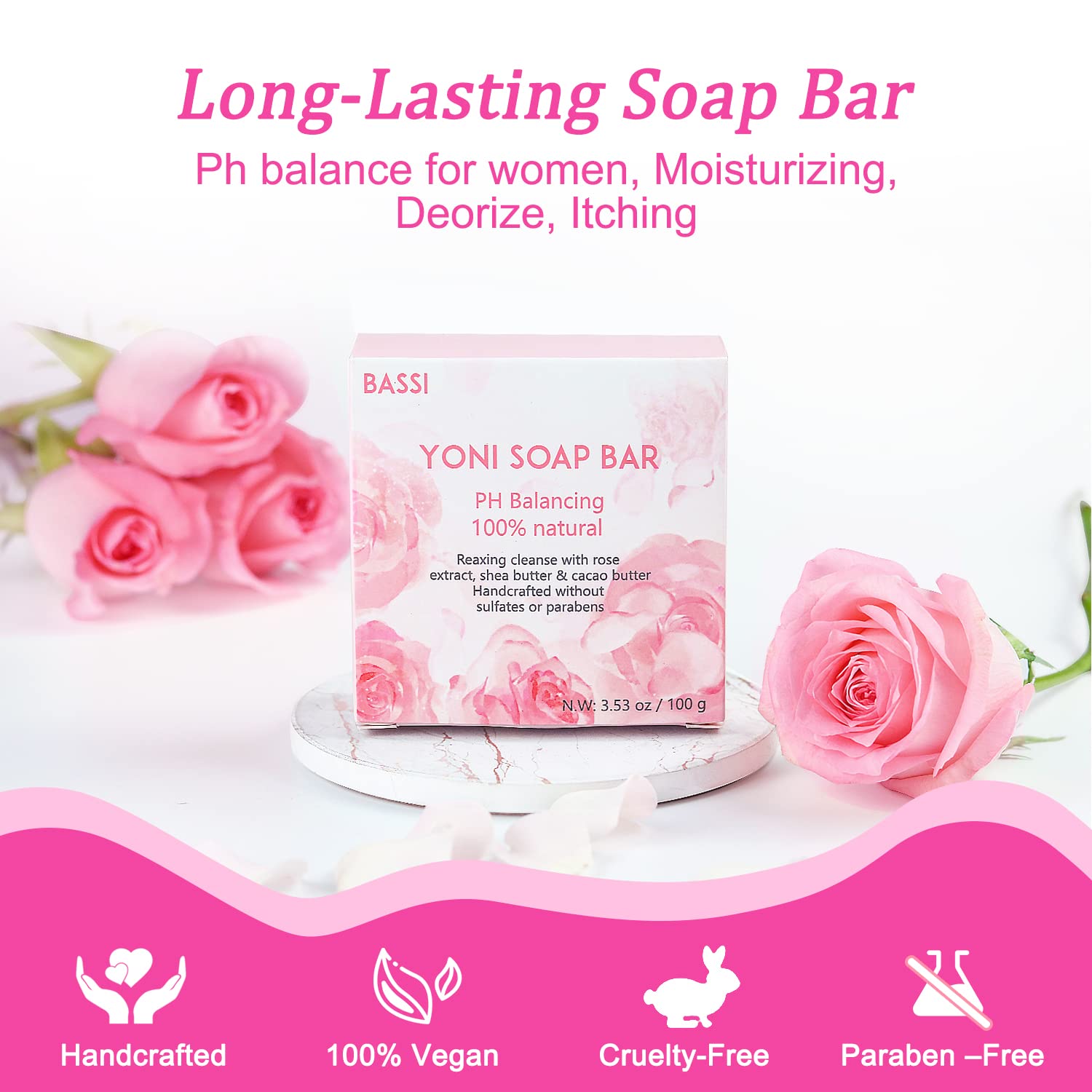 Yoni Soap Bars Vaginal Wash 2 PCS, 100% Natural Organic Bar for Women Ph Balance Yoni Wash Vaginial Deodorants Vaginal Care Soap