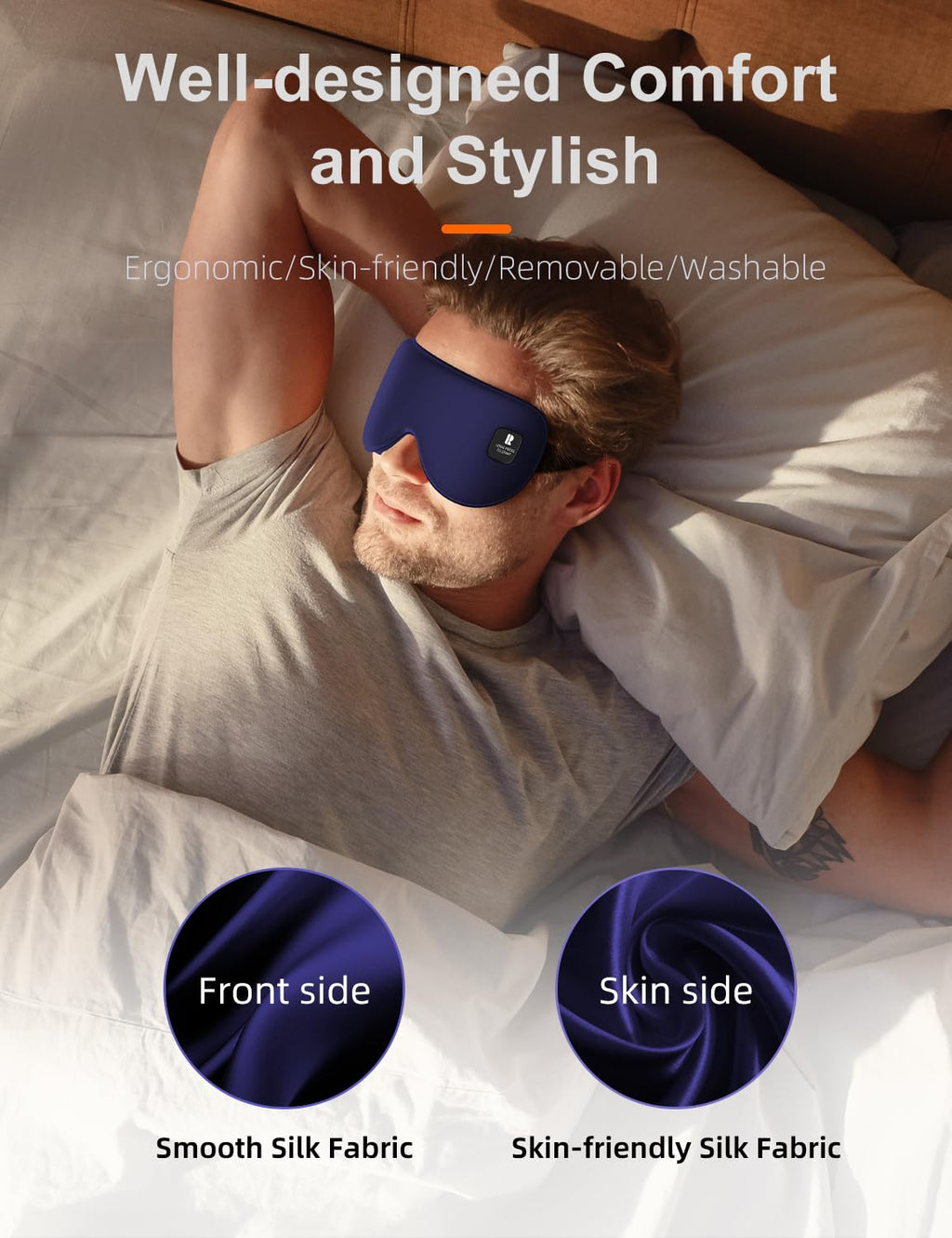 Silk Cordless Heated Eye Mask, Compress Heating Pad for Dry Eye Stye Eye Strain, Blackout Electric Warm Eye Mask for Airplane Sl