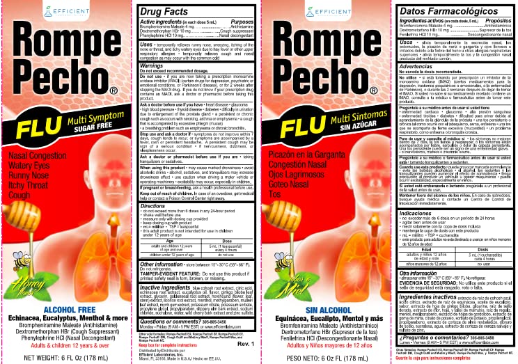 Rompe Pecho SF-FLU (Sugar-Free FLU) 6oz - Cold and FLU Syrup