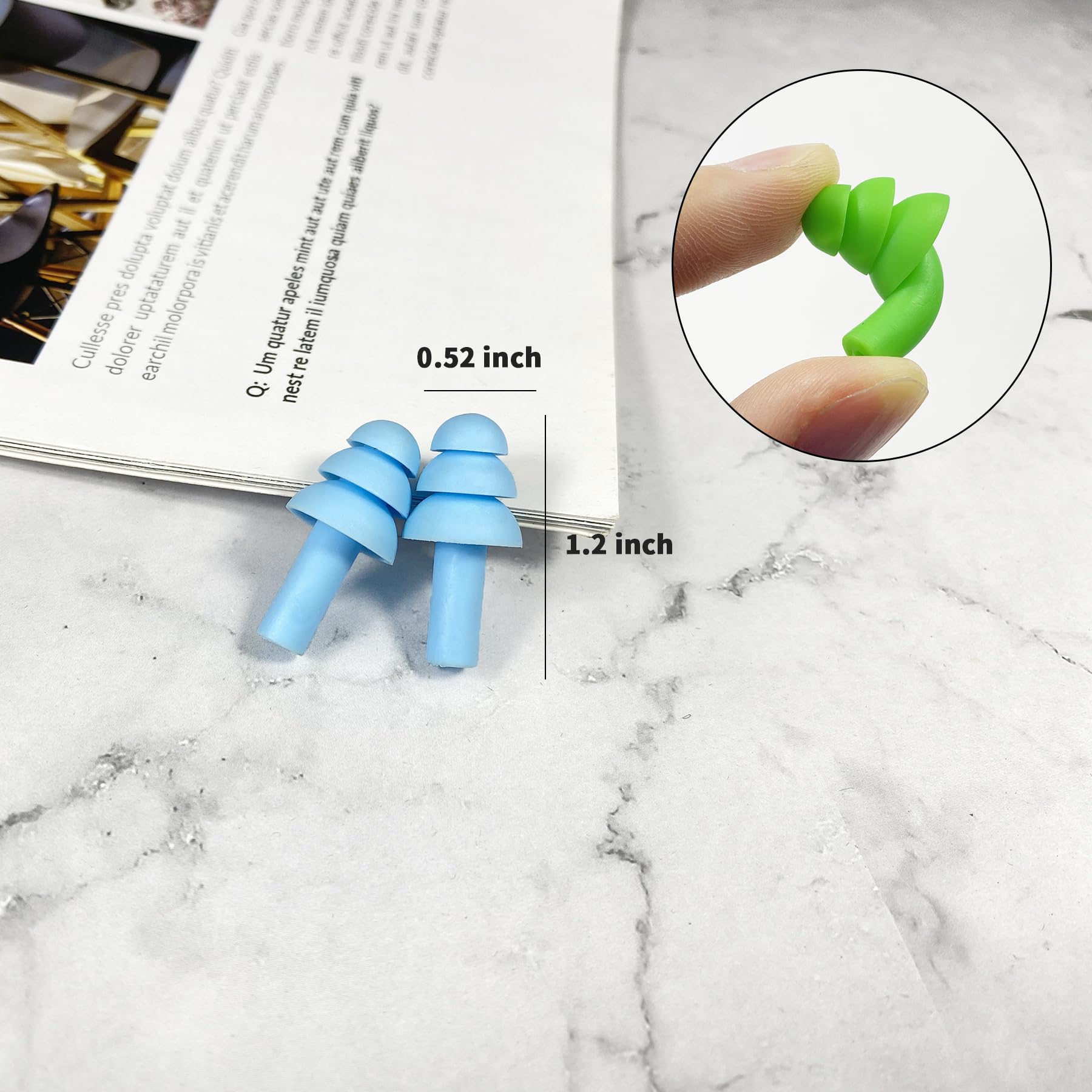 8 Pairs Earplugs for Sleeping Noise Cancelling, Reusable Ear Plugs Soft, Silicone Ear Plug, for Sleeping, Swimming, Snoring, Con