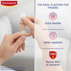 Elastoplast Extra Flexible Finger Strip Plasters (16 Pieces), Flexible and Durable Plasters for Fingers, Stretchy Fabric Plaster