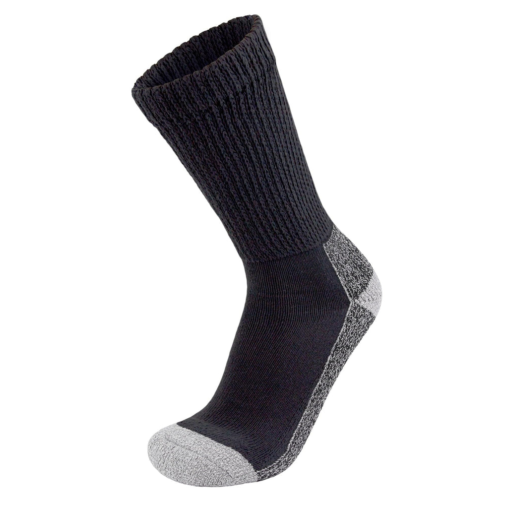 4 Pairs of Diabetic Extra Thick Warm Cotton Socks, Triple Cushioned Crew Slipper Socks (Black with Gray Sole, Size 10-13)