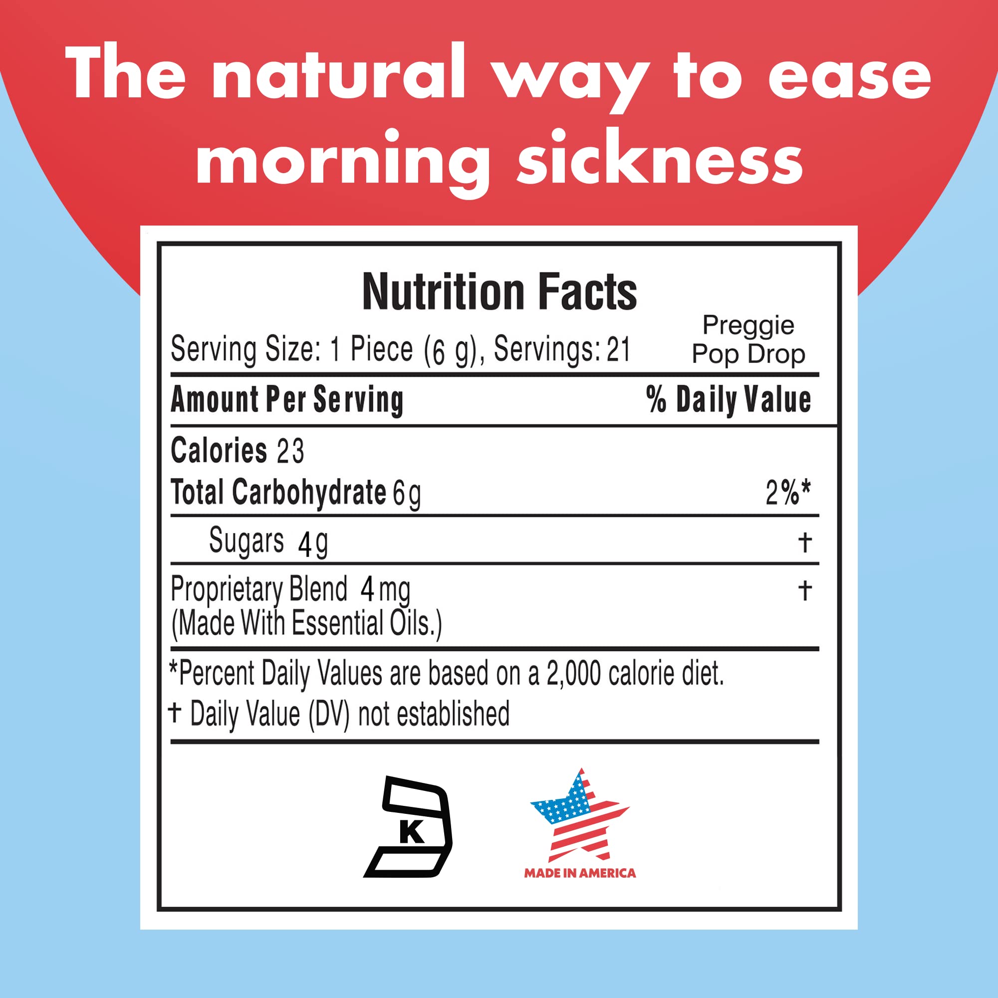 Preggie Pop Drops - 21 Drops - Morning Sickness Relief during pregnancy - Safe for pregnant Mom & Baby - Gluten Free - Four Flav