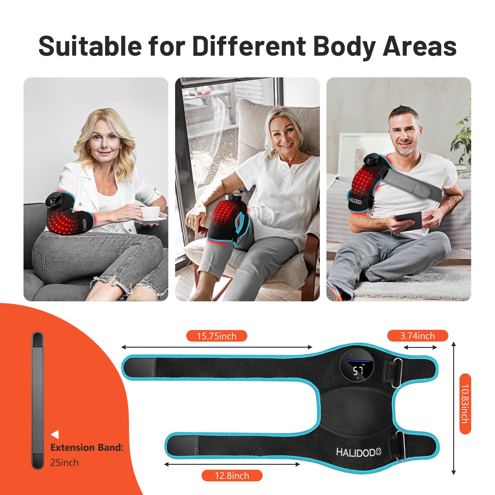 HALIDODO Red Light Therapy & Vibration Massage Knee Brace - Rechargeable Controller, 660nm&850nm Red Light Therapy Heated Device
