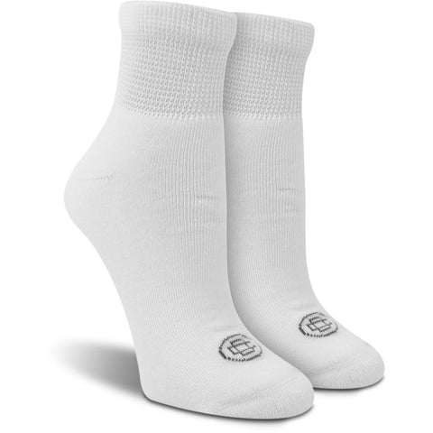 Doctor's Choice Women's Diabetic Socks, Non-Binding, Circulatory, Cushioned, Ankle Socks for Swollen Feet, 4 Pack, White, Shoe S
