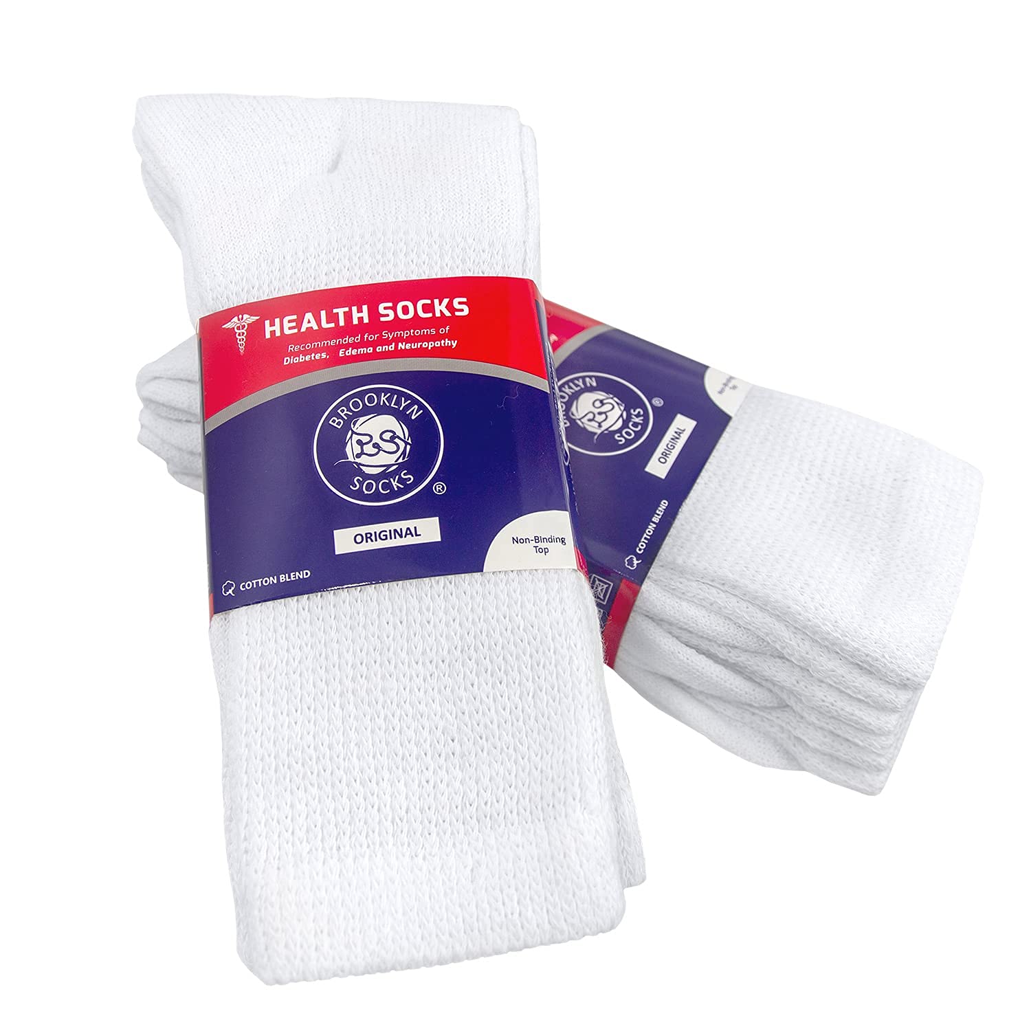 12 Pairs of Cotton Diabetic Neuropathy Crew Socks (13-16, Fits Men's Shoe Size 12-14.5, White)