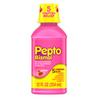 Pepto-Bismol Cherry Liquid 5 Symptom Relief including Upset Stomach & Diarrhea 12 Oz (Pack of 3) (OLD)