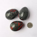 Natural African Bloodstone Egg-Shape Meditation Chakra and Home Decor Balancing Gemstone and Crystals Figurines Kit,1.96x 1.37Re
