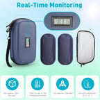 Gelozid Insulin Cooler Travel Case with Temperature Display 24h, TSA Approved Diabetes Travel Case with 2x160g Ice Packs for Dai