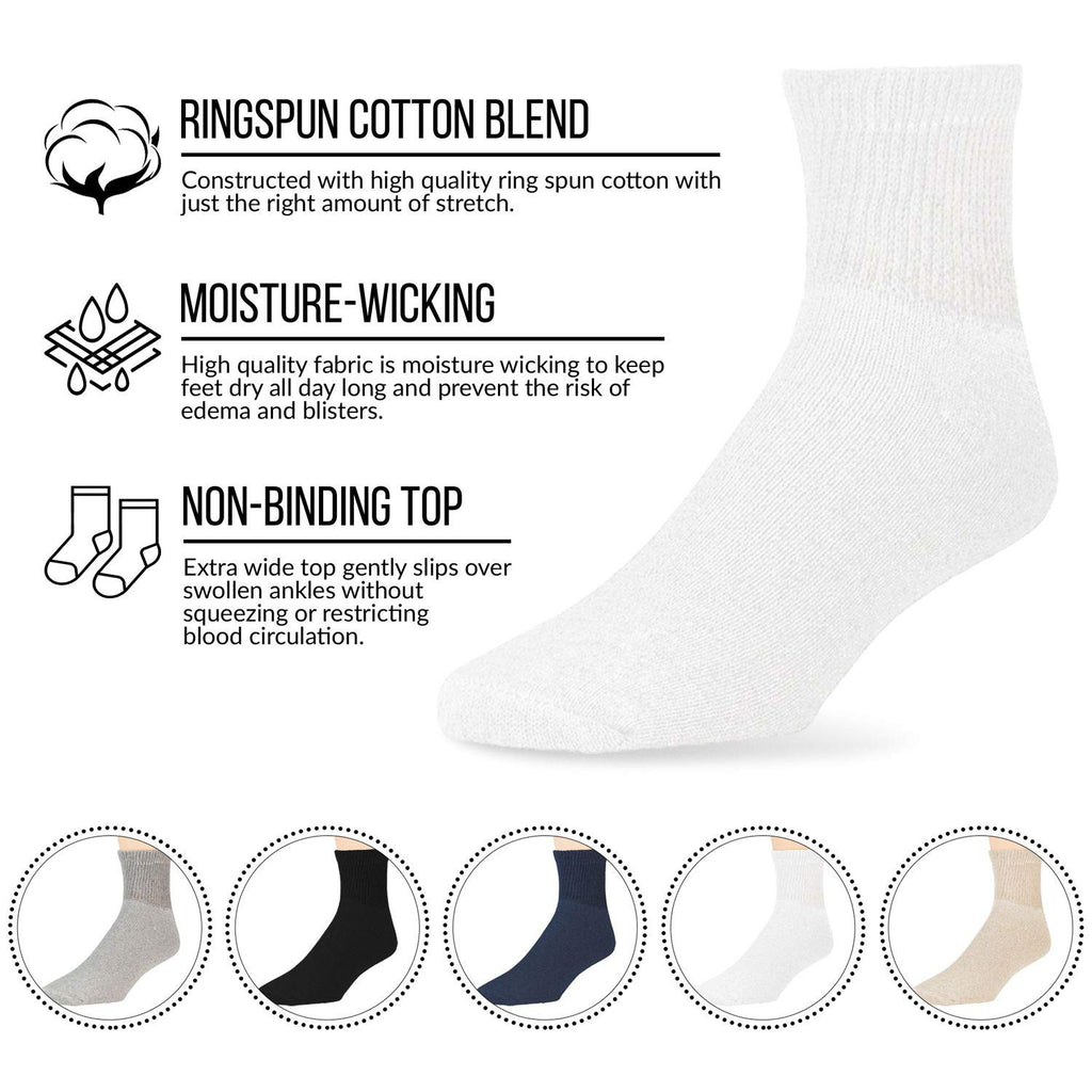 Big and Tall Diabetic Neuropathy Ankle Socks, King Size Mens Athletic Quarter Socks (Size: 13-16) (Gray, 12)
