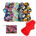 6Pcs Resuable Waterproof Menstrual Pad Sets Including 1Pc Mini Wet Bag and 5Pcs Heavy Flow Red Color Microfleece Stay Dry Menstr