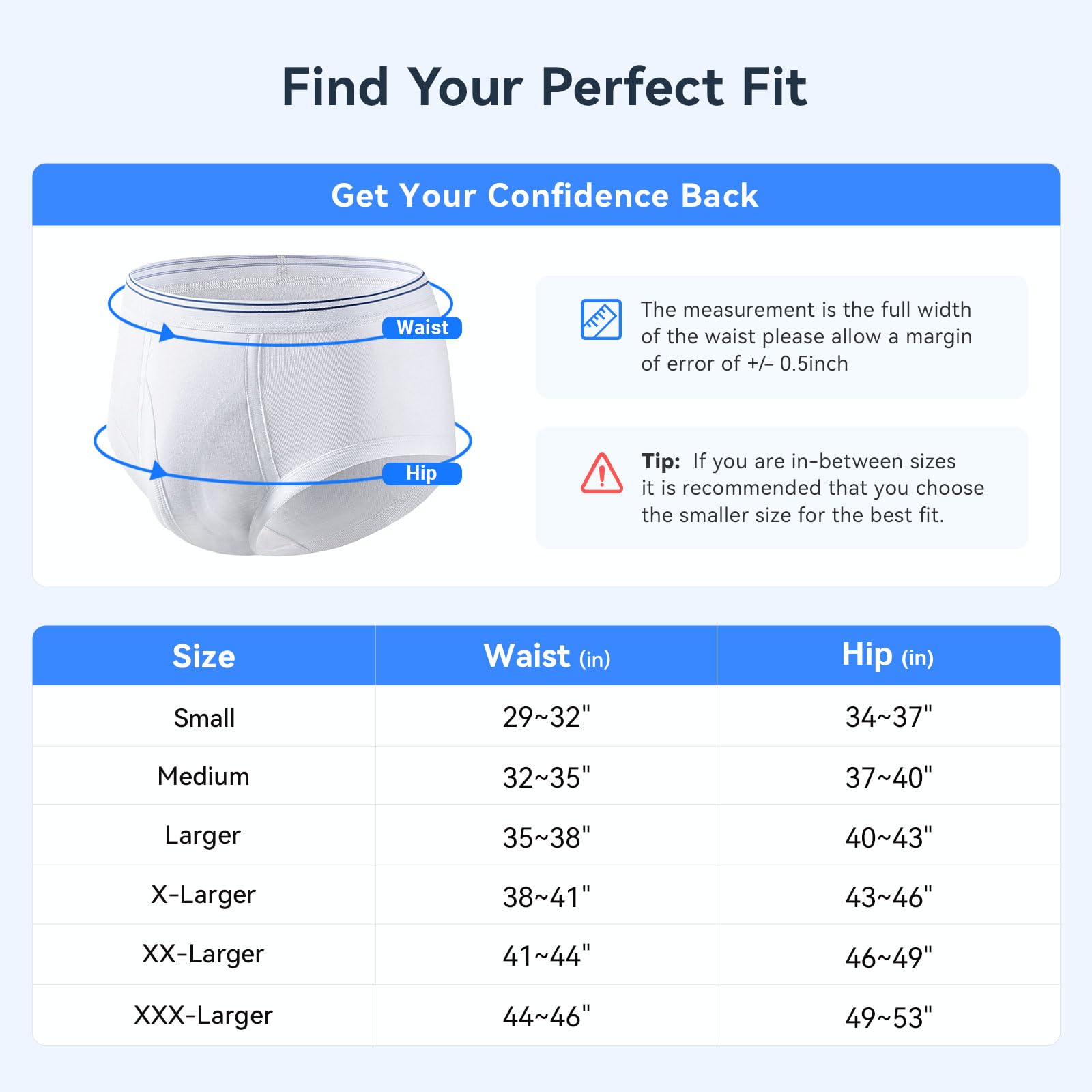 Mens Incontinence Briefs 3-Packs Mens Urinary Incontinence Underwear Cotton Washable Reusable Incontinence Overnight Underwear