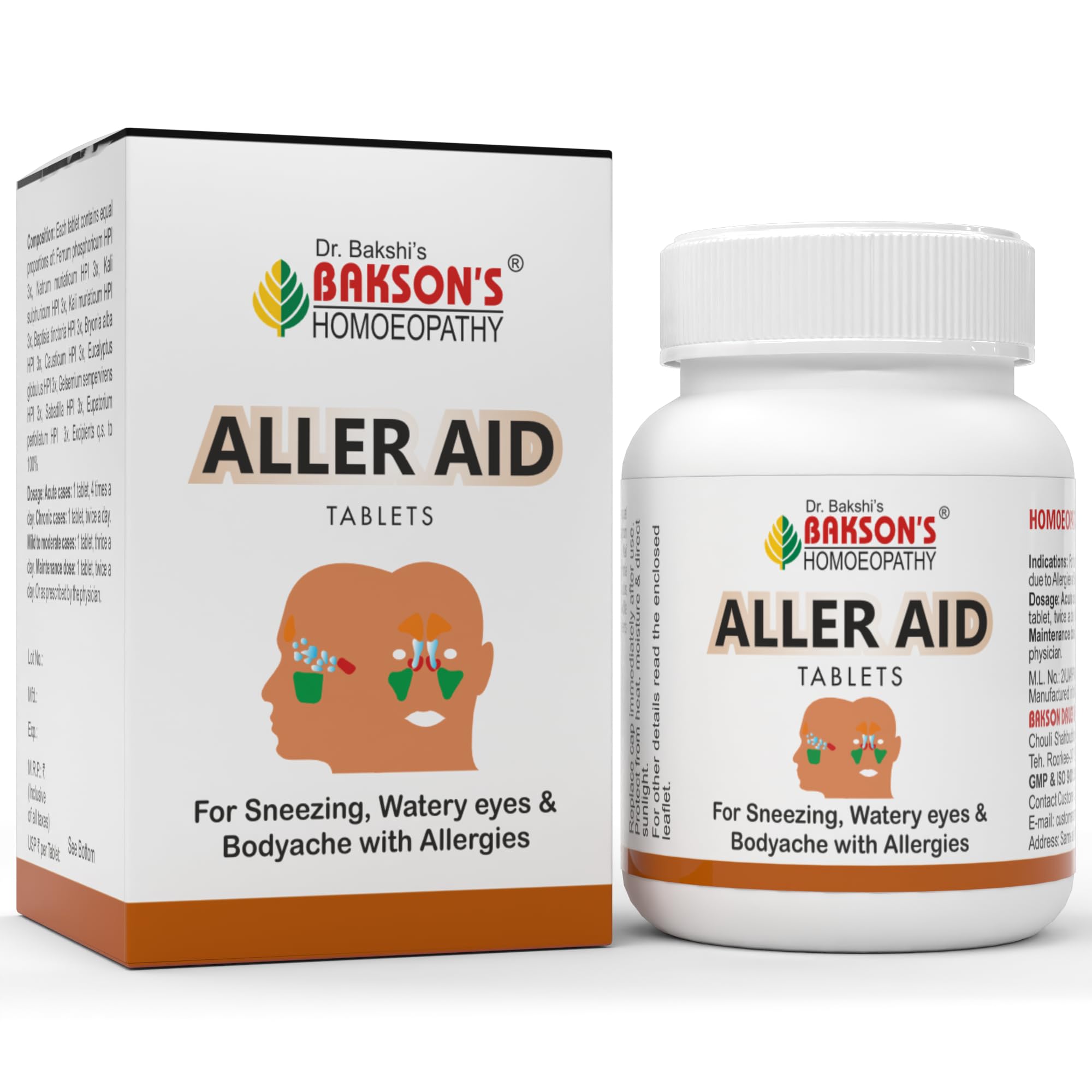 Dr. BakshiS BaksonS Homoeopathy Aller Aid Tablets | For Sneezing And Watery Eyes | 75 Tablets