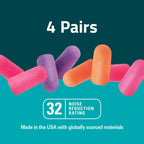 3M Disposable Earplugs Events & Concerts, 4 Pairs (8 Total Plugs), Noise Reduction Rating (NRR) 32 dB, Good Fit, Stays Put, Soft