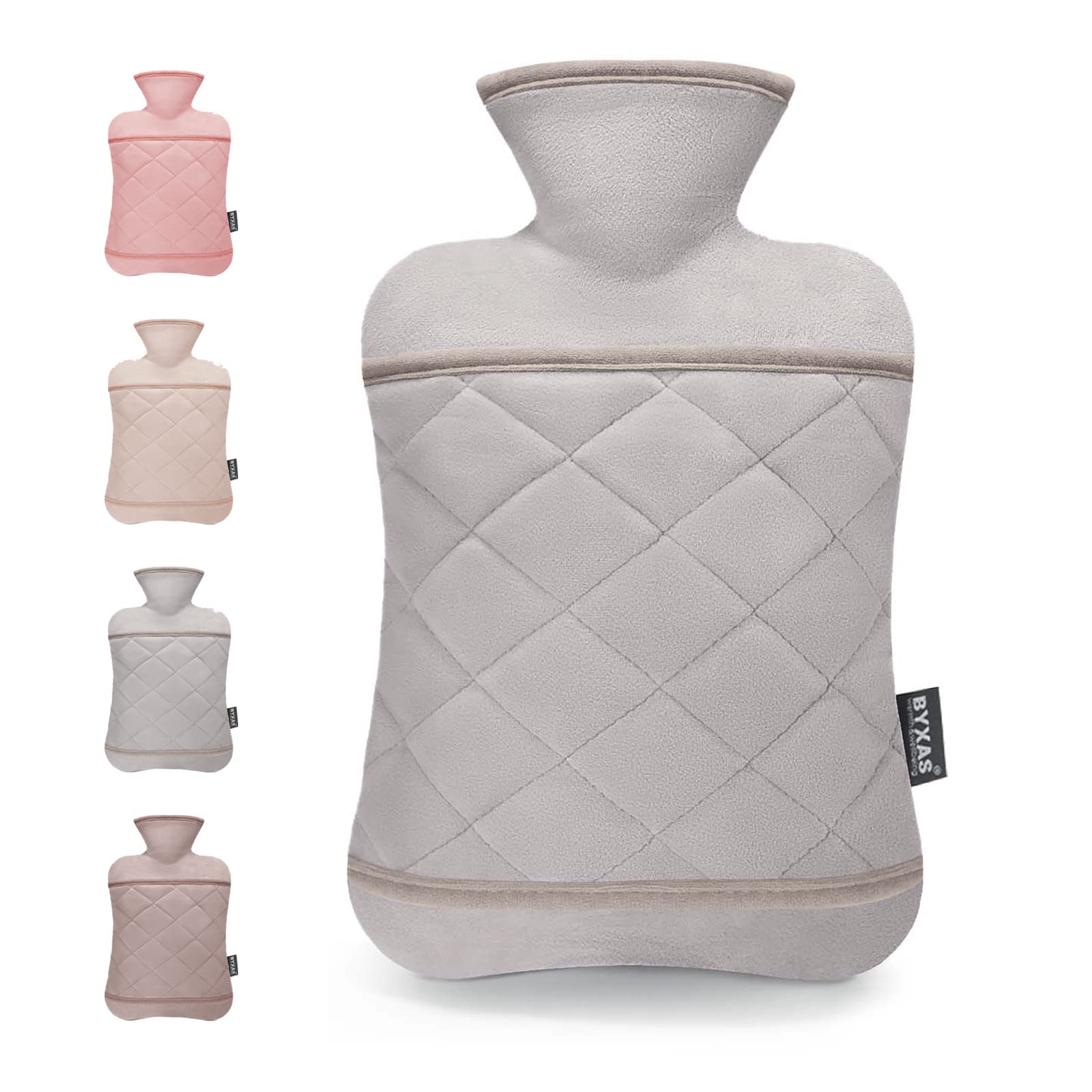BYXAS Hot Water Bottle with Hand Pocket Cover-2.0L BPA Free PVC Water Bag, Odorless Superior Material, Grey