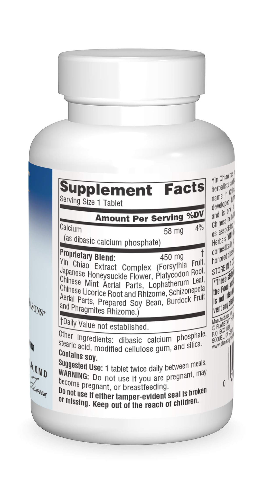 Planetary Herbals Yin Chiao Classic 450 mg Immune Formulas for Seasonal Support -120 Tablets