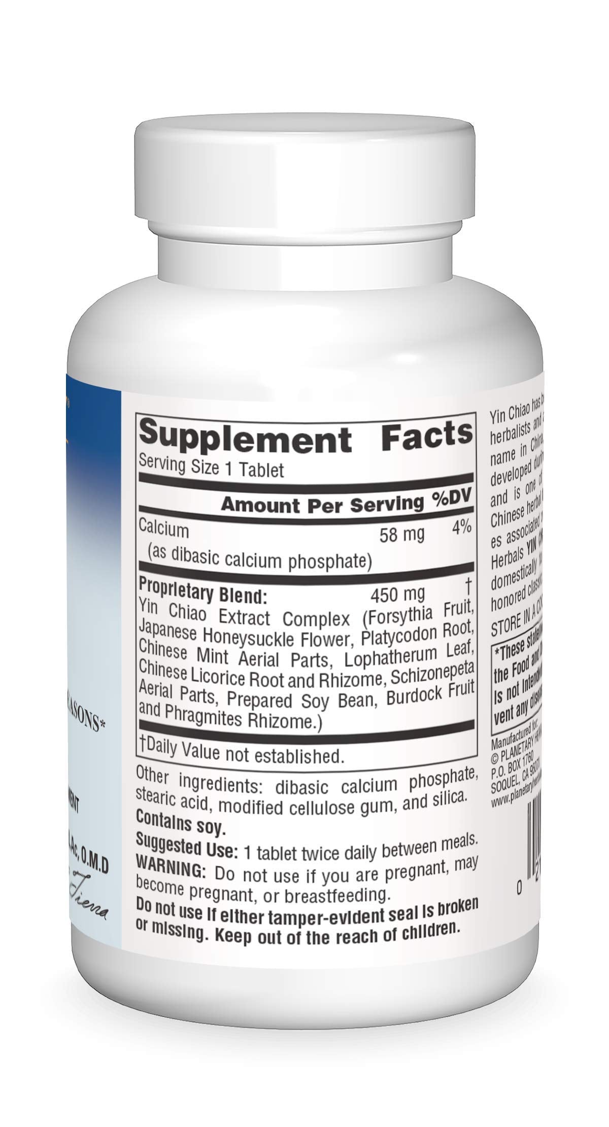 Planetary Herbals Yin Chiao Classic 450 mg Immune Formulas for Seasonal Support -120 Tablets