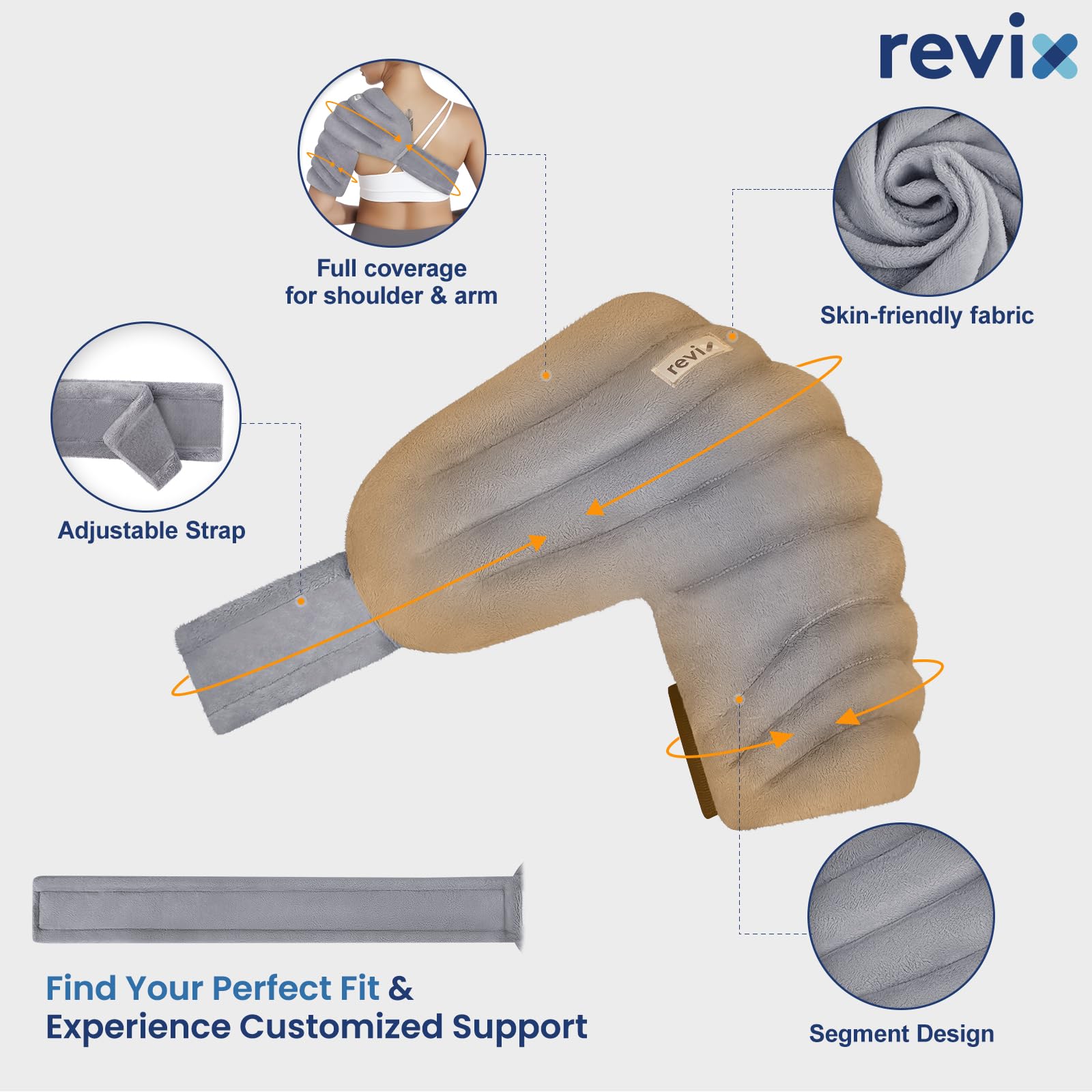 REVIX Shoulder Heating Pad Microwavable for Rotator Cuff Discomfort Relief, Moist Heating Pads Microwavable with Adjustable Stra