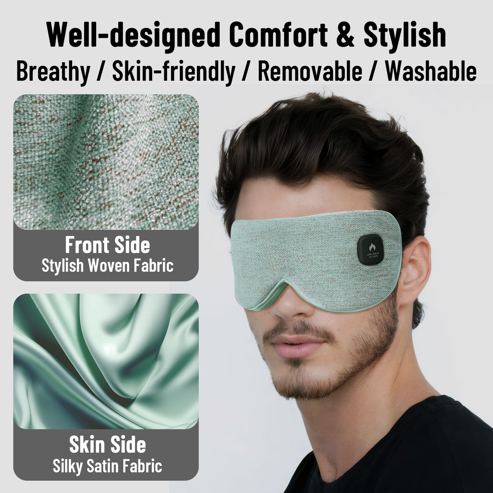 ATreebay Cordless Heated Eye Mask for Dry Eyes, Eye Mask for Dry Eyes, Washable Eye Heating Pad, Electric Warm Eye Compress Mois