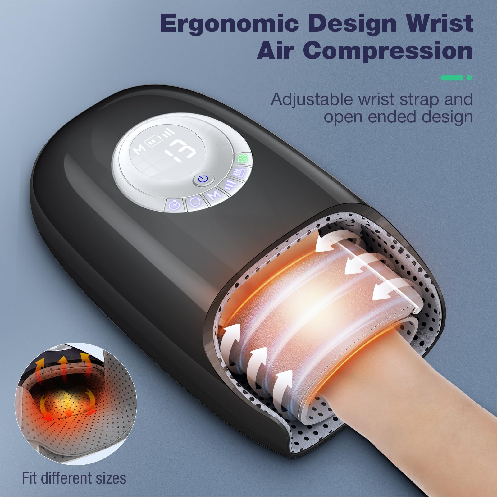 SKRFORM Hand Massager with Heat and Compression, Hand Massage for Arthritis and Carpal Tunnel Relief, 6 Modes Pressure Point The