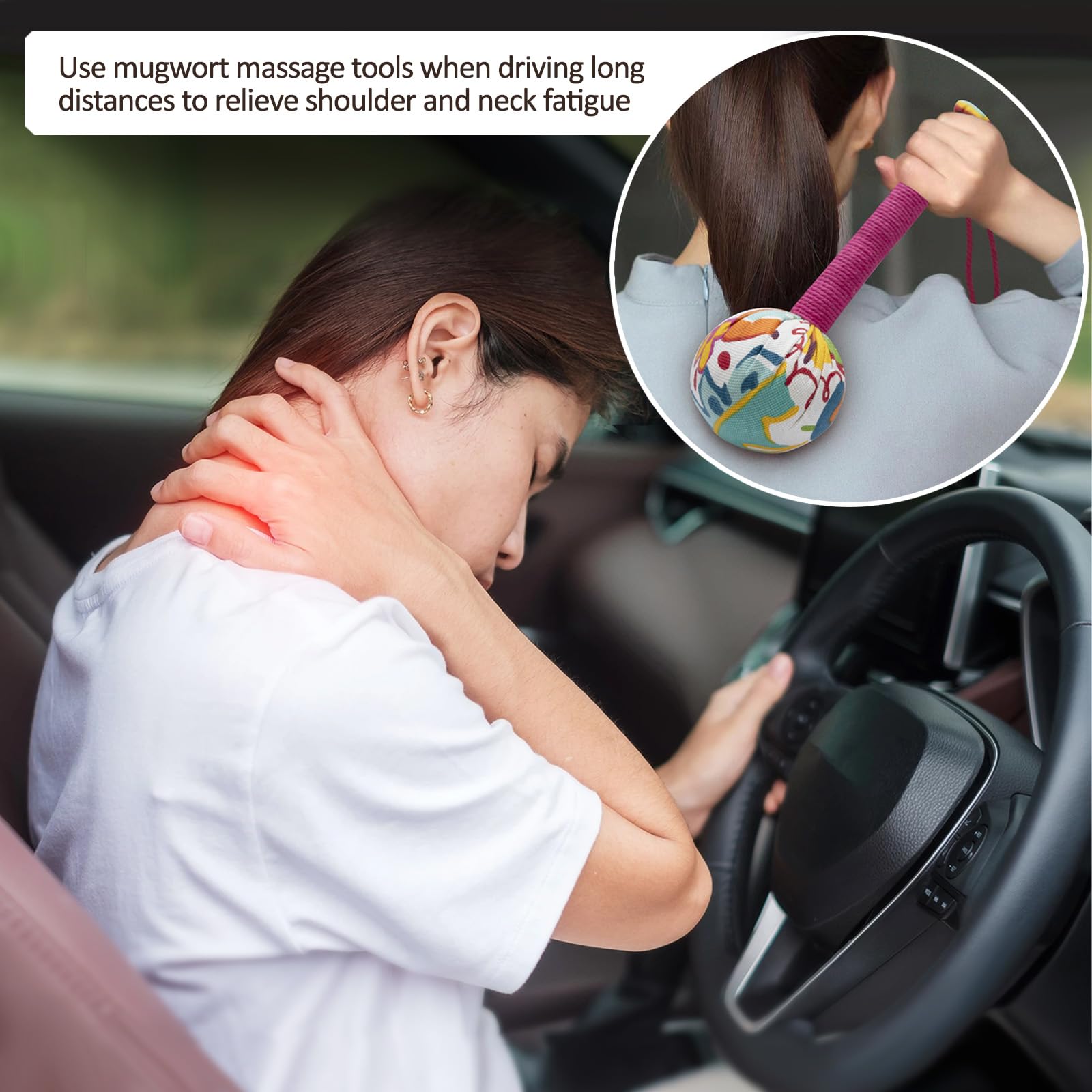 OnVisit 2PCS Long Size Lymphatic Drainage Manual Massage Hammer for Full Body, Back Massage Hammer Taichi,Wormwood Massage Hamme