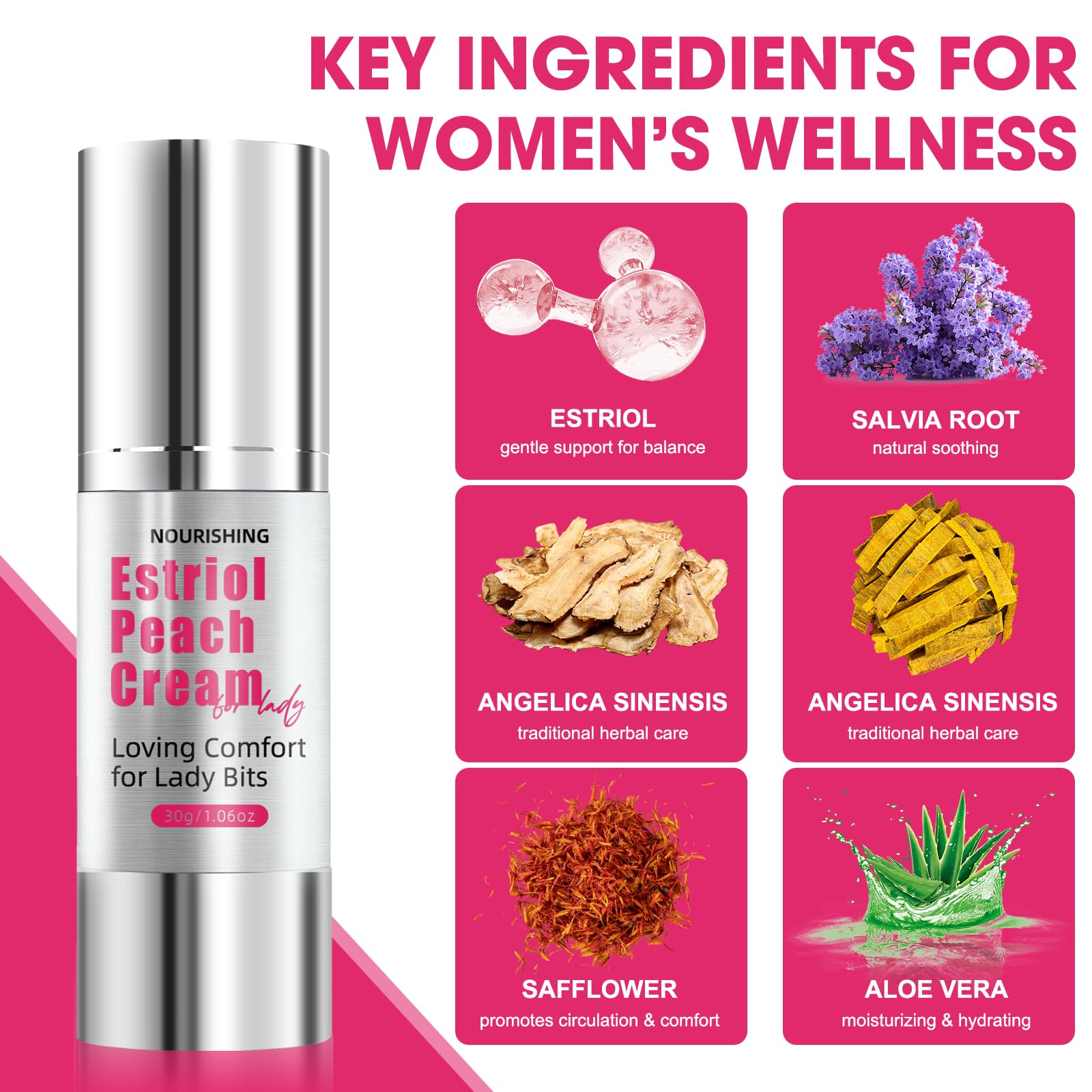 SKSOYT Bioidentical Estriol Cream for Women - Natural Peach Scent Formula - Menopause Relief for Vaginal Dryness & Itch - 30ml B
