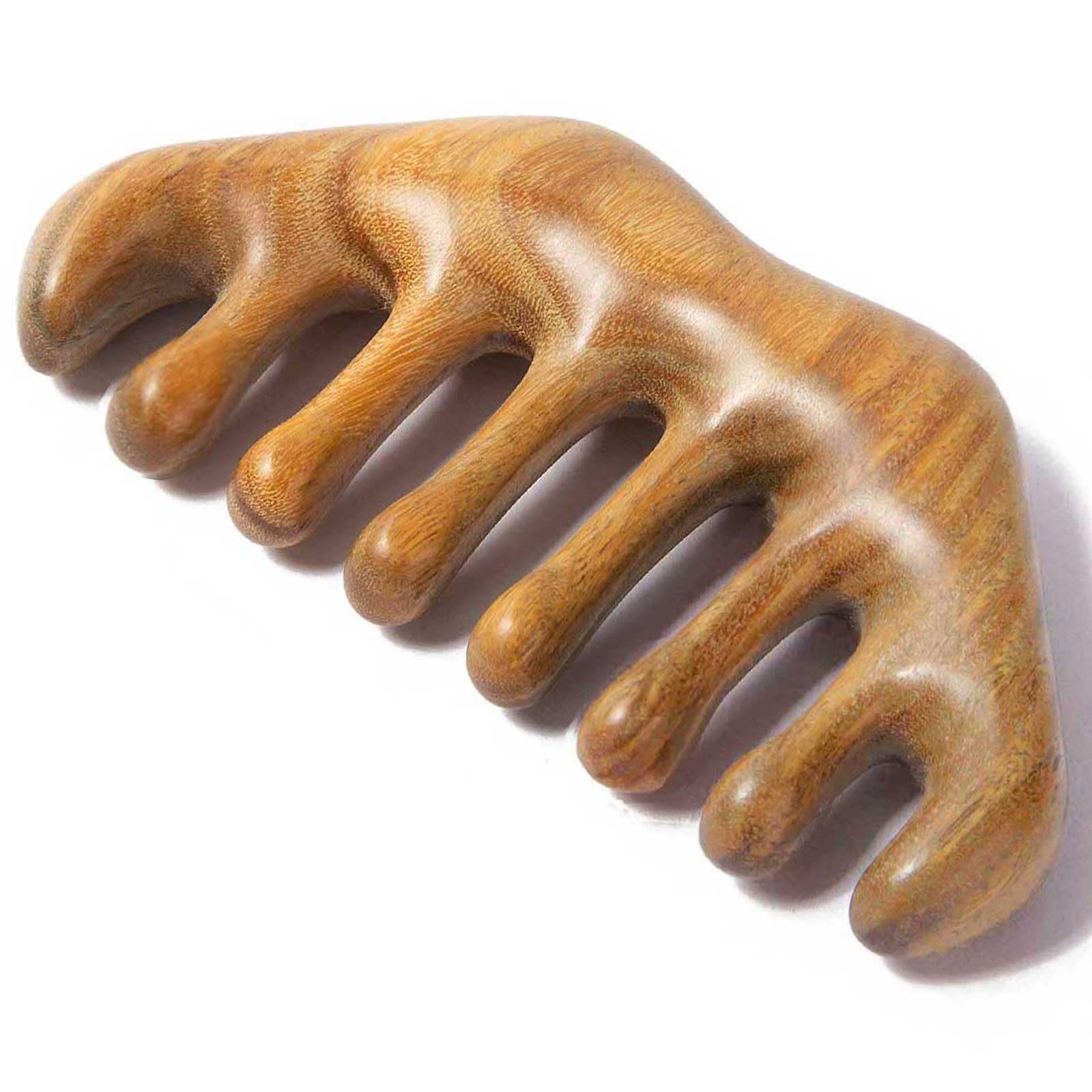 Moreinday Wooden Massage Comb, Wooden Scalp Massager, Scalp Gua Sha for Stress Relax, Loc Comb for Sisterlocks - Green Sandalwoo