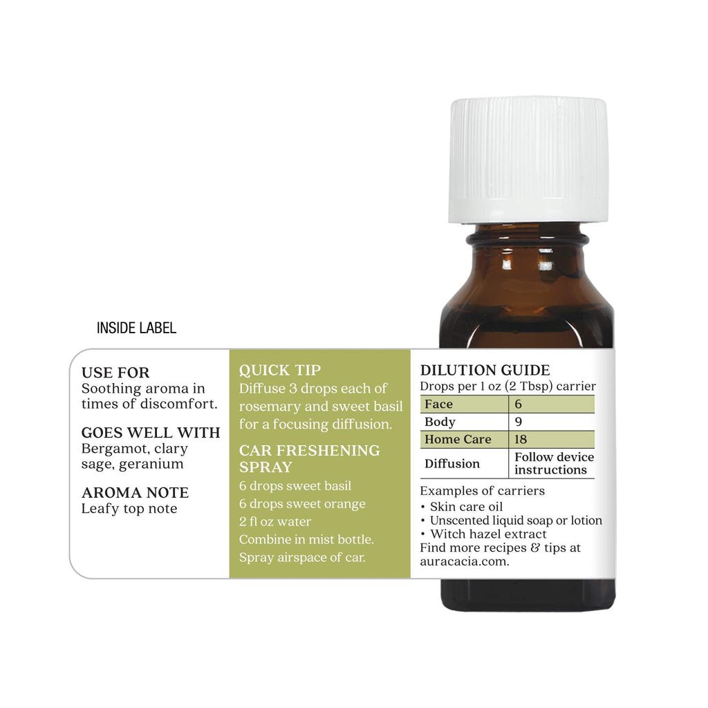 Aura Cacia Essential Oil Sweet Basil .5 Fz2