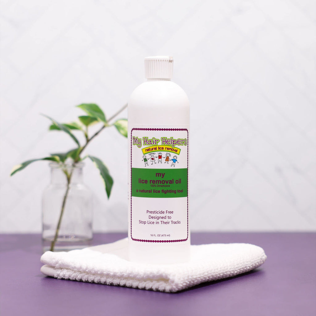 My Hair Helpers Dimethicone Oil for Lice and Nits, Traps Bugs and Their Eggs, 16 fl Ounces, Works on 2-3 Kids