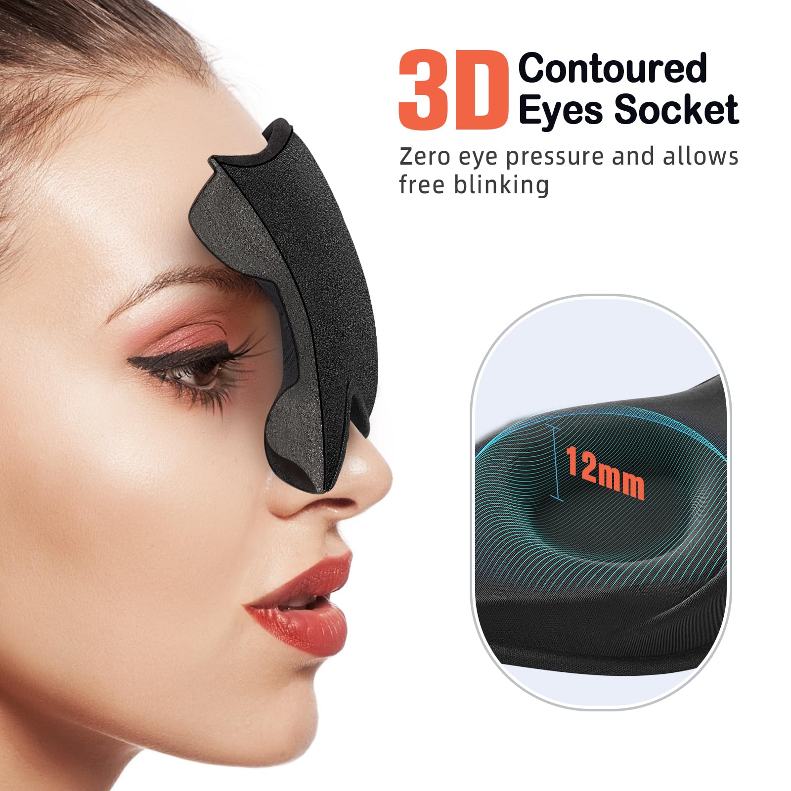 LitBear Sleep Mask for Side Sleeper Women Men, Eye Mask for Sleeping Light Blocking, 3D Contoured Cup Sleeping Mask, Soft Breath
