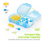 AUVON XL Weekly Pill Organizer 2 Times a Day, Pill Box 7 Day with One-Side Large Openings for Easy to Use, Blue AM PM Pill Case