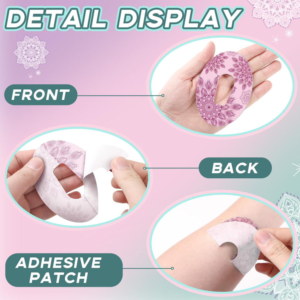 TrelaCo 36 Pcs Adhesive Patches Compatible with G6 Waterproof Overpatches Breathable Colorful Mandala Floral Pre Cut Cover Patch