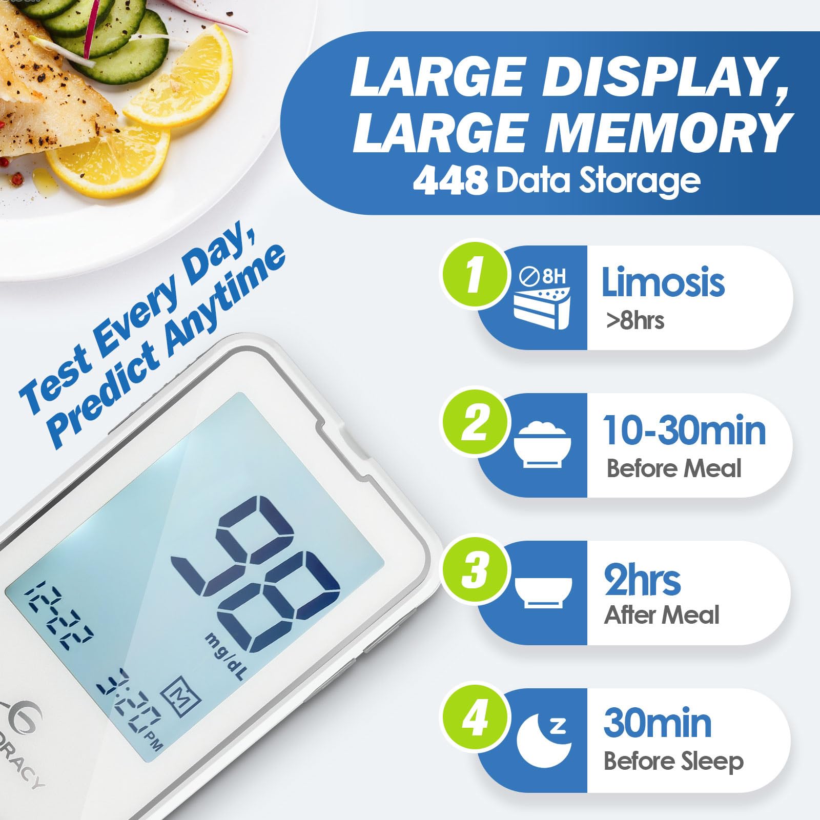 Glucoracy G-425-2 Blood Glucose Monitor Kit, 50 Test Strips and 50 Lancets, Blood Sugar Test Kit with Lancing Device, Diabetes T