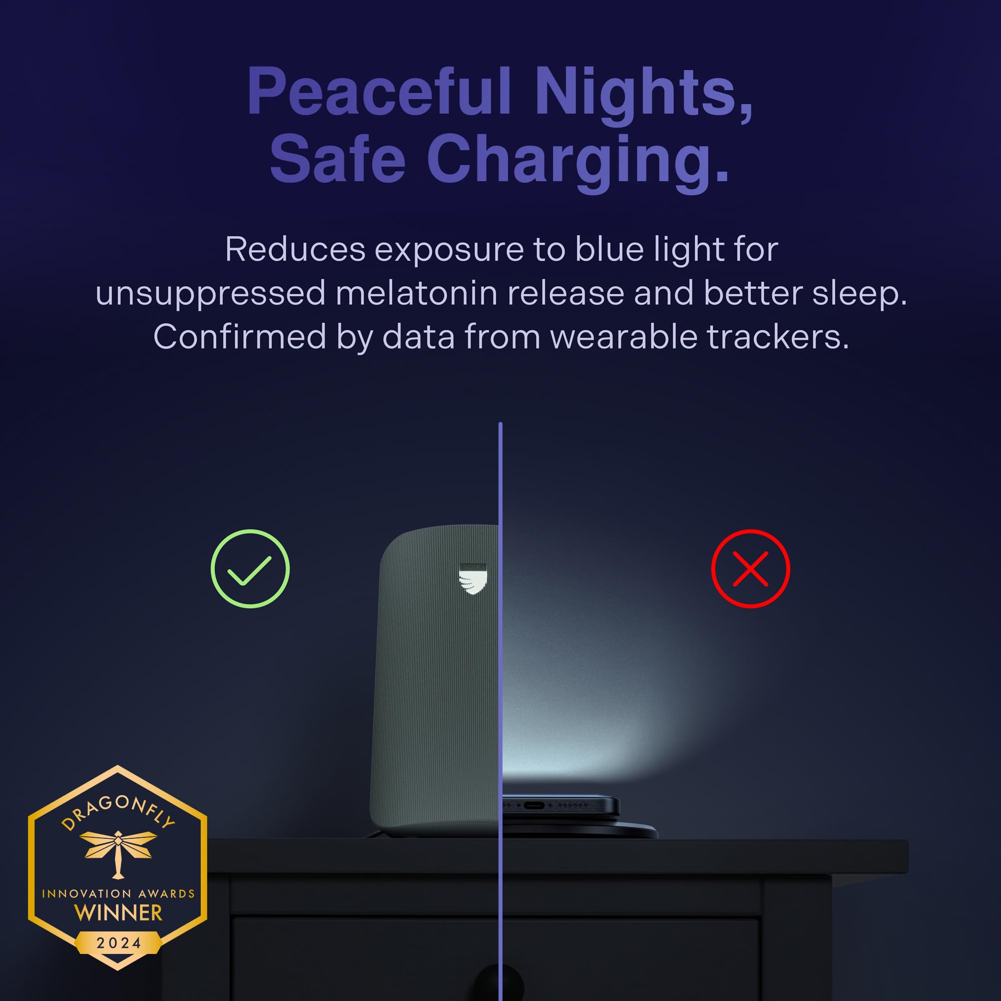 Elvy Fast Qi Wireless Charger for Cell Phones - Designed with EMF Management Technology for Enhanced Charging, Advanced Environm