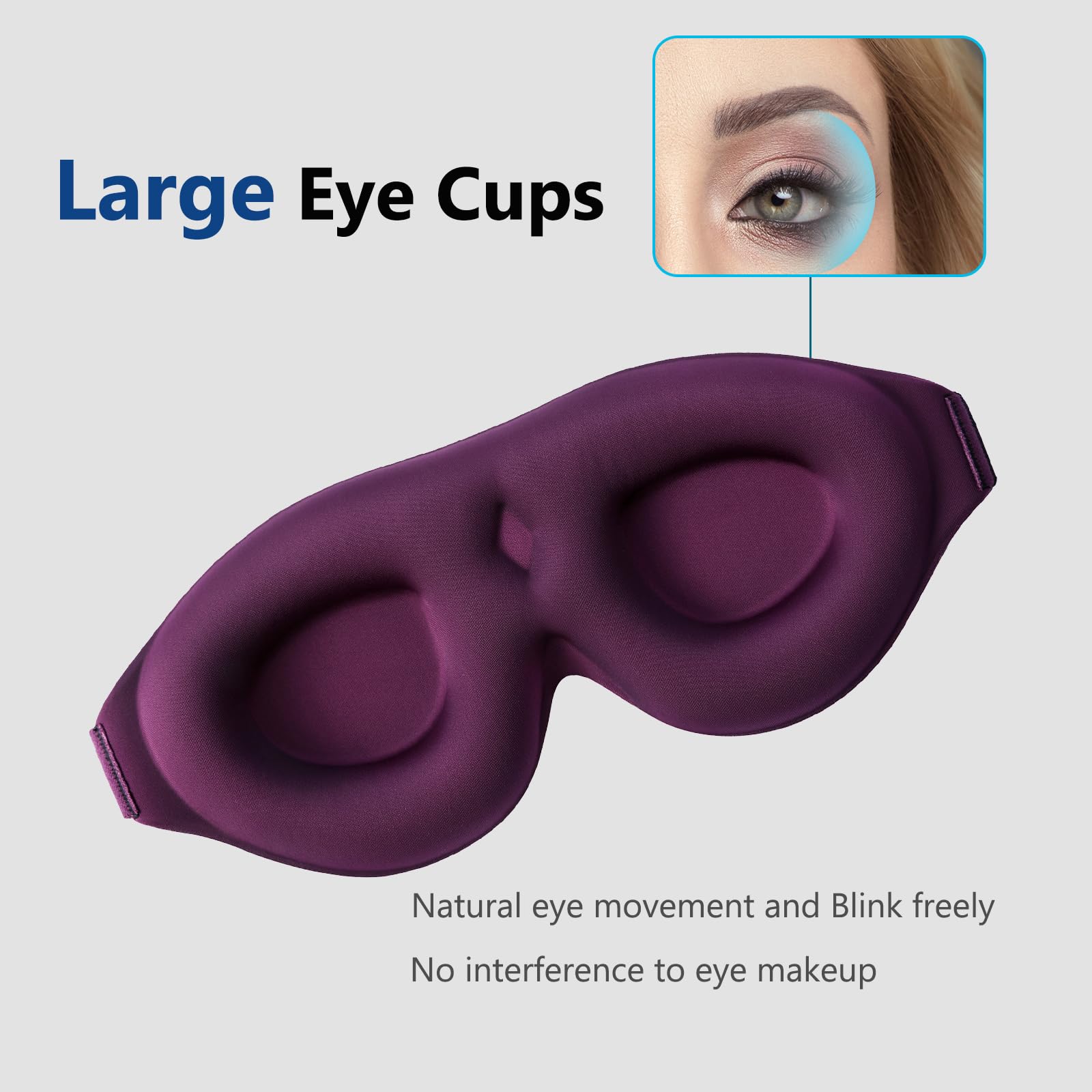 ALASKA BEAR 100% Blackout Sleep Mask for Women and Men, 3D Pillowy Soft Light Blocking Eye Mask with Contoured Eye Cups, Earplug
