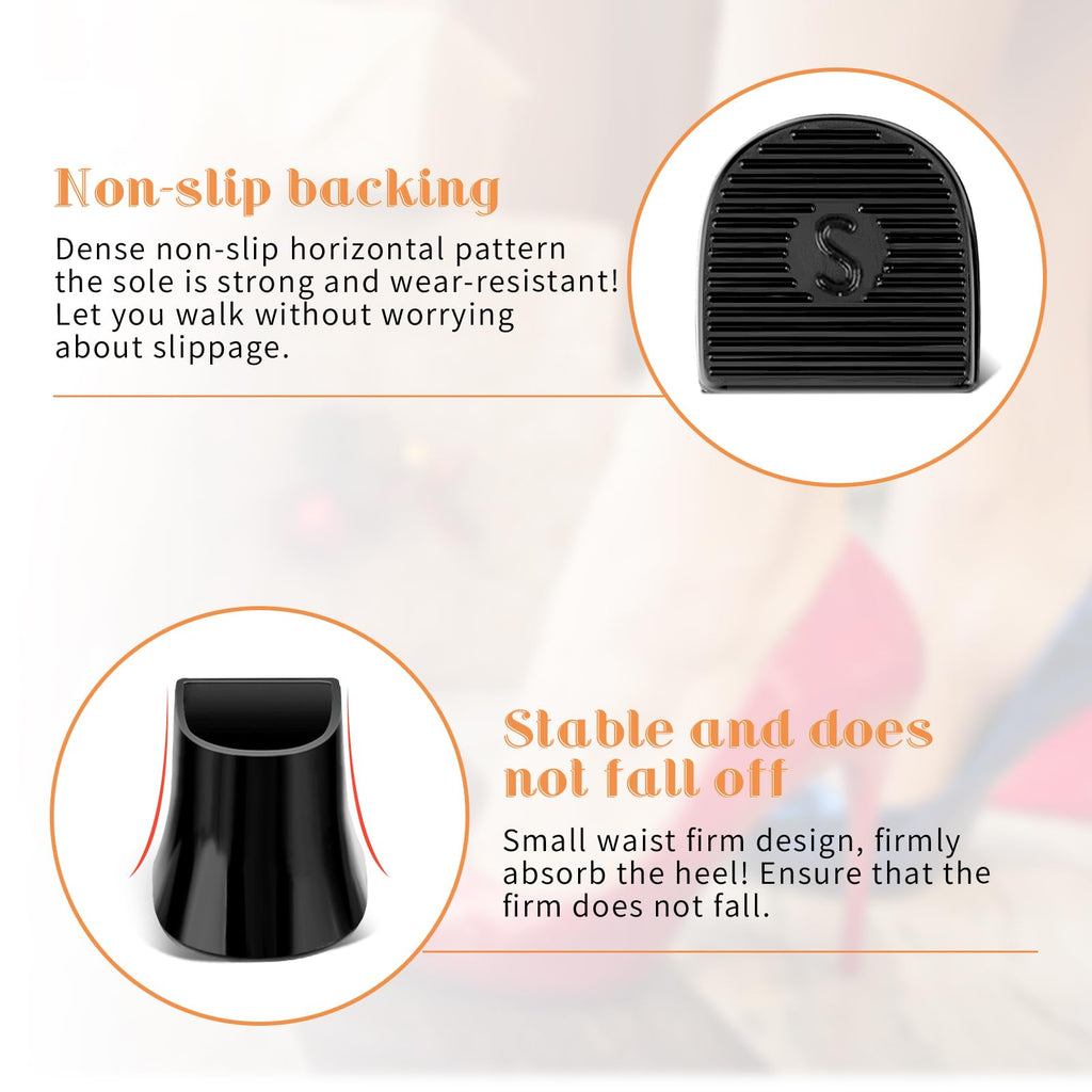 COMNICO 8 Pairs High Heel Protectors Heel Caps Shoes Replacement Tips Pin Non-Slip Anti-Noise Stiletto Heel Stoppers Covers Sile