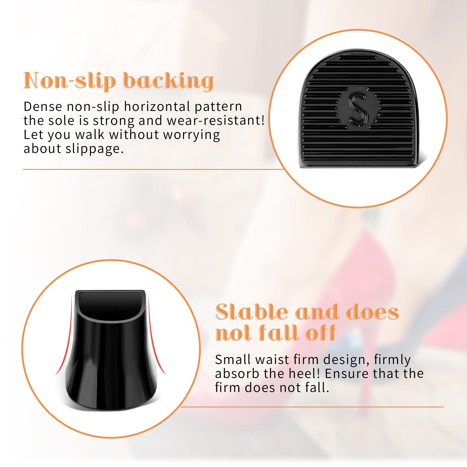 COMNICO 8 Pairs High Heel Protectors Heel Caps Shoes Replacement Tips Pin Non-Slip Anti-Noise Stiletto Heel Stoppers Covers Sile